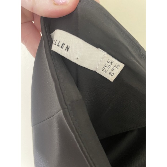 Karen Millen Black Satin One Shoulder Ruffle Mini Dress Formal Size‎ 8 Cocktail - Picture 8 of 8